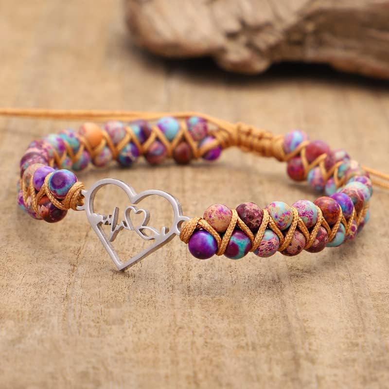 DivaGlamz To My Granddaughter-Infinity Forever Love Heart Bracelet, Natural Emperor Stone Double Layer Purple Beaded Woven Wrap Bracelets Adjustable Mind Peace Gift Jewelry - Image 1